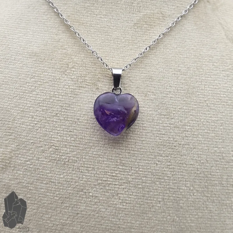 آویز قلب کوچک آمیتیست کد 10098